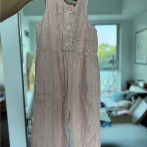 Zara Pink Striped Kids Jumpsuit